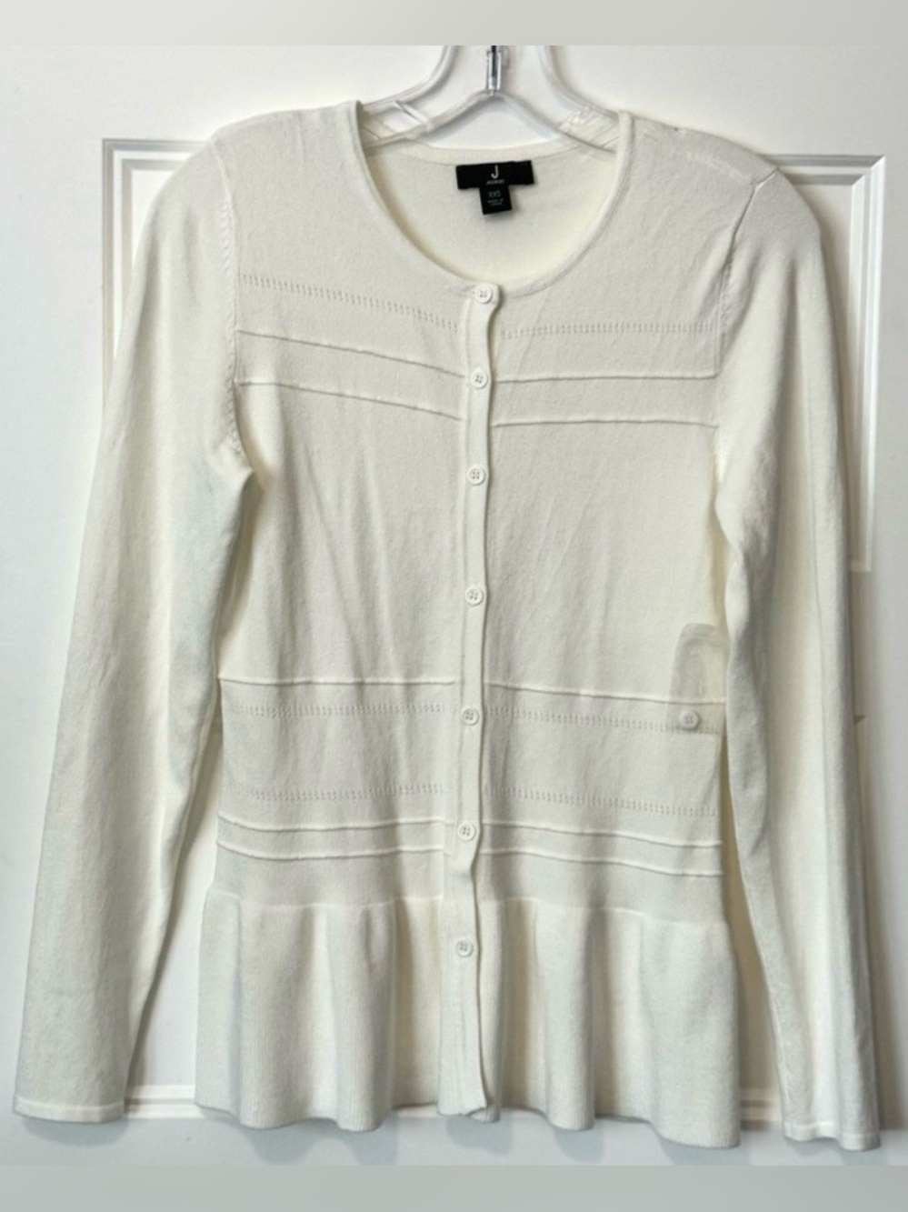 J Jason Wu Peplum Cardigan Cream Button Front Knit Sweater XXS NWOT